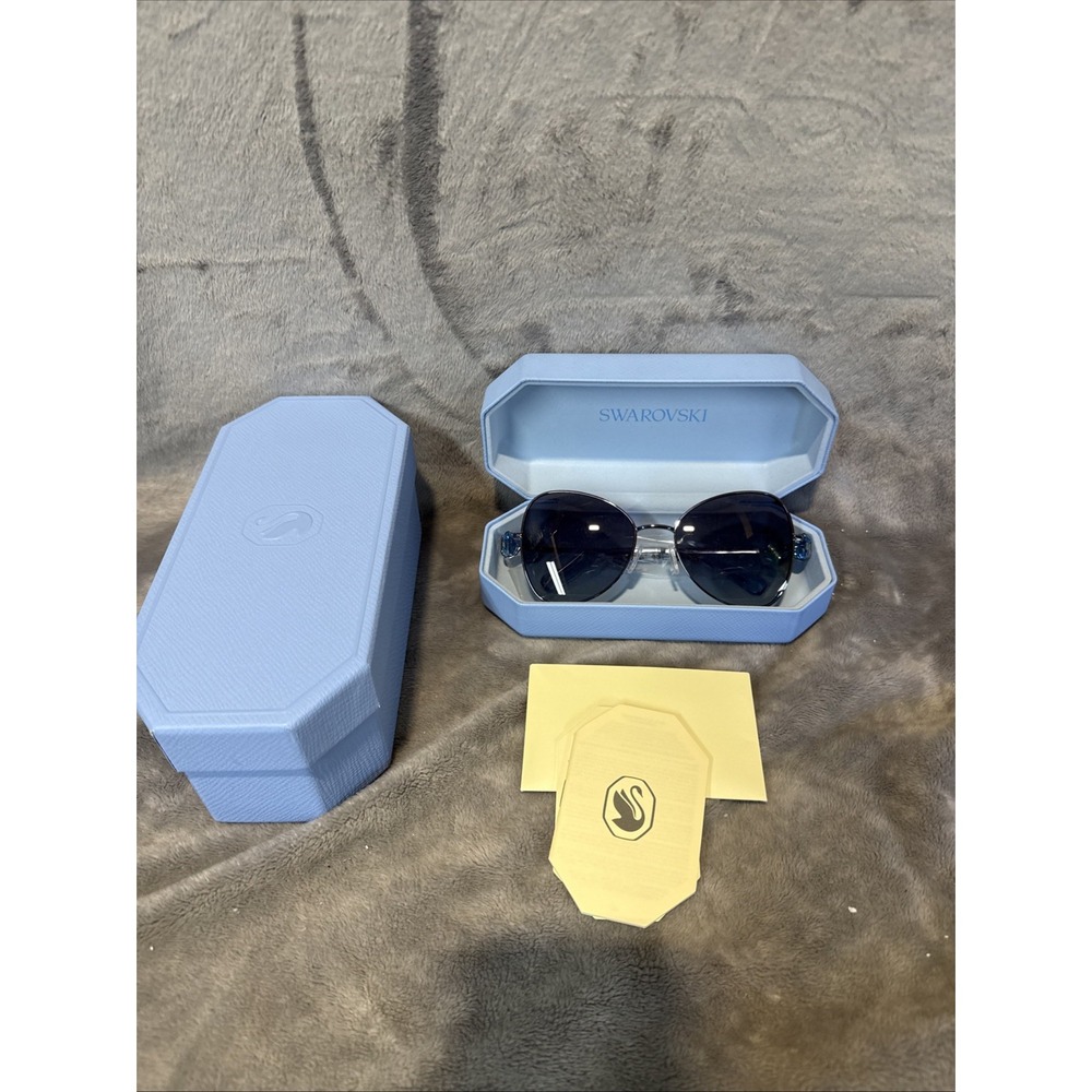 SWAROVSKI Women's SK7002 Butterfly Sunglasses Light Blue*NEW IN CASE*